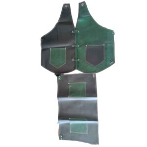 اپرون سبز مشکی تمام چرم دو تیکه ( پیشبند )