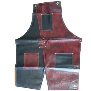 اپرون قرمز مشکی تمام چرم  ( پیشبند )